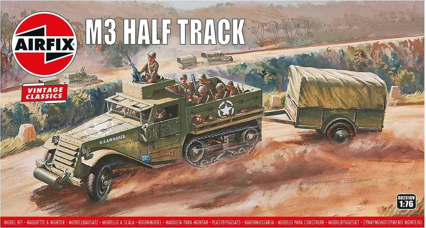 AIRFIX Classic Kit VINTAGE military A02318V - M3 Half Track & 1 Ton Trailer (1:76) - obrázek 1