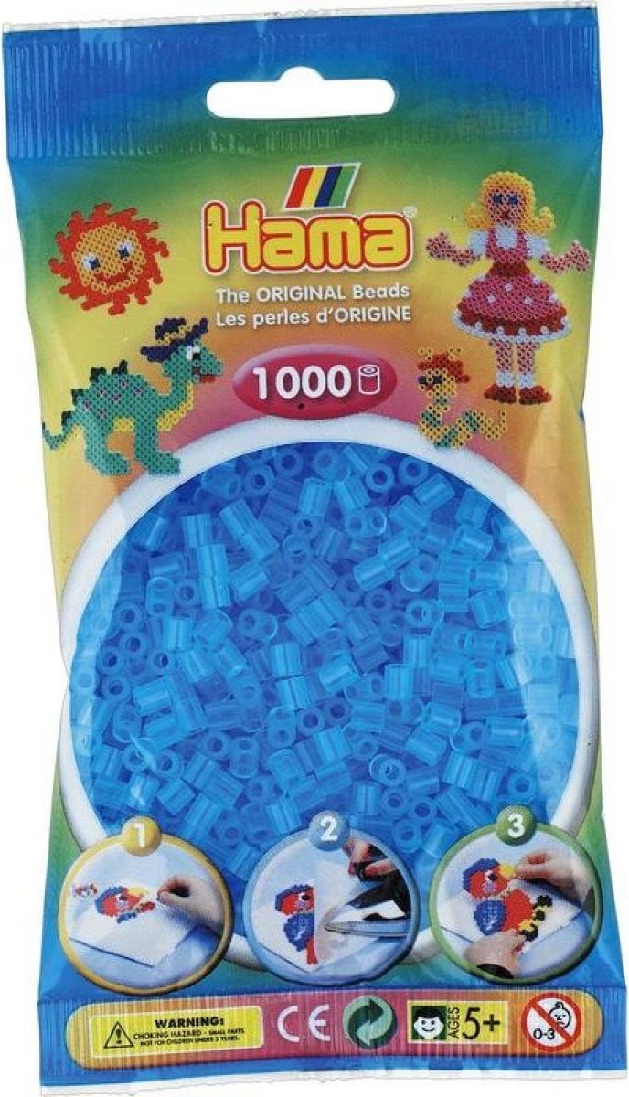 Hama H207-73 Průhledné modré korálky 1000 ks Midi - obrázek 1