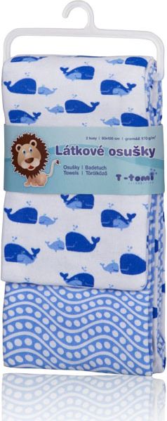 T-TOMI Látkové osušky, sada 2 ks, modrý oceán - obrázek 1