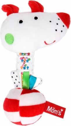Hencz Toys Edukační chrastítko pejsek Momsík - bílo/červený - obrázek 1