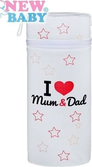 Termoobal na dětskou láhev, Jumbo, bílý  I love Mum and Dad - obrázek 1