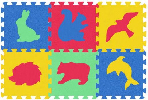 MALÝ GÉNIUS Pěnové puzzle MAXI 6 Zvířata divoká 8mm (mix-4) - obrázek 1