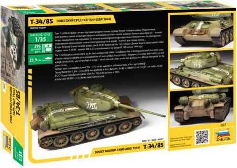 ZVEZDA Model Kit tank 3687 - Soviet Medium Tank T-34/85 (1:35) - obrázek 2
