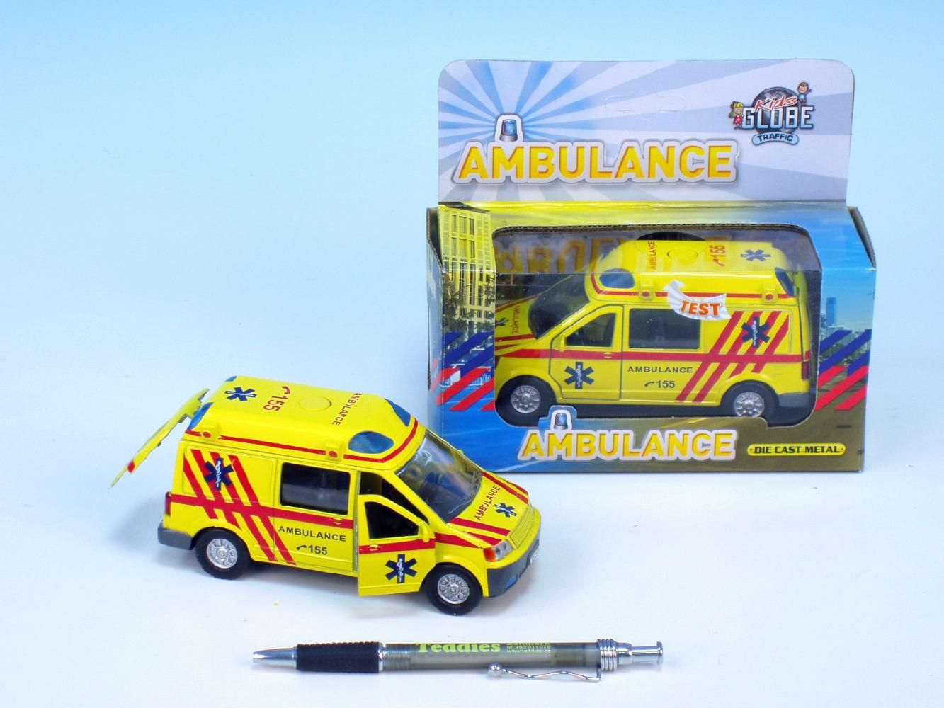 Ambulance se zvukem a světlem, na zpětné natažení 14 cm - obrázek 1