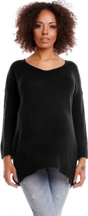 Be MaaMaa Pohodlný těhotenský svetřík s rozparky - černý - obrázek 1