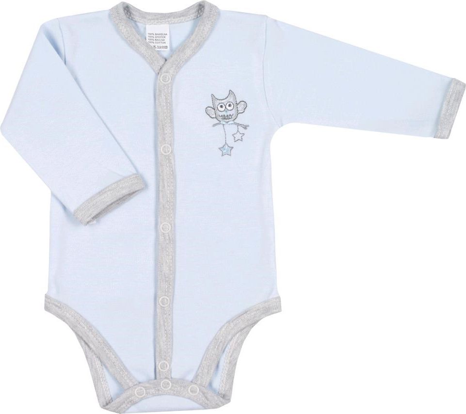 Kojenecké celorozepínací body New Baby Owl modré 56 (0-3m) - obrázek 1