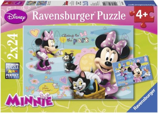 RAVENSBURGER Puzzle Minnie s ptáčkem a koťátkem 2x24 dílků - obrázek 1