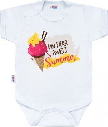 Body s potiskem New Baby MY FIRST SWEET Summer růžové, Růžová, 50 - obrázek 1