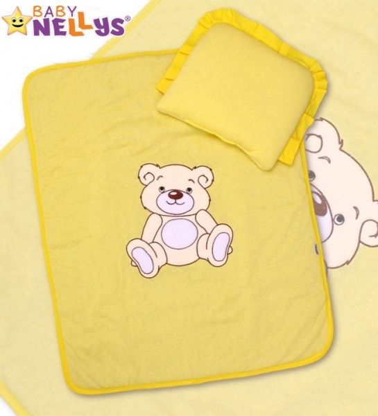 Baby Nellys Baby Nellys 2-dílná sada do kočárku jersey Medvídek Teddy Bear - krémově žlutá - obrázek 2