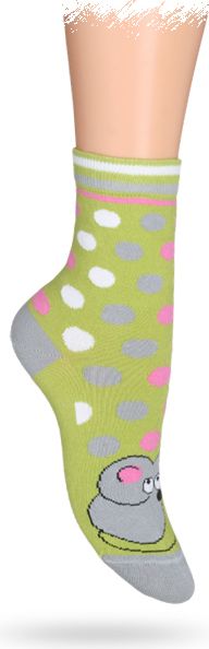 WOLA Dětské ponožky ABS vzor MYŠKA zelené Velikost: 30-32 - obrázek 1