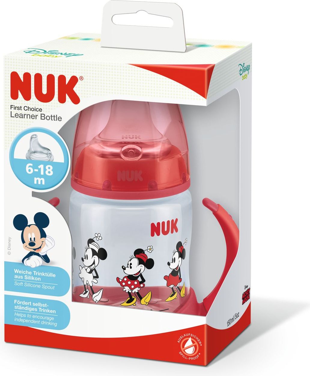 Nuk Kojenecká láhev na učení Disney Mickey 150 ml šedá - obrázek 2