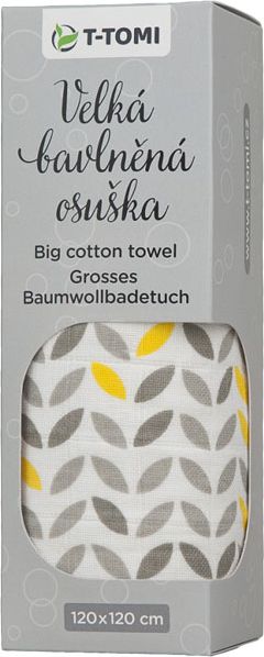 T-TOMI Velká bavlněná TETRA osuška, Grey Leafs - obrázek 1