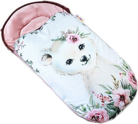 Dětský fusák Baby Nellys WINTER LUXURY velvet, 105 x 55 cm - medvídek / pudrově růžová - obrázek 1