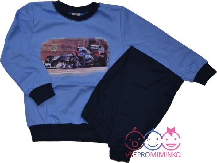 Chlapecké pyžamo, modré formule F1, velikost 98 - obrázek 1