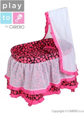 Košík pro panenky PlayTo Nikolka růžový, Růžová - obrázek 1