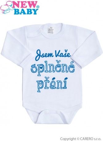 Body s potiskem New Baby Jsem Vaše splněné přání, Modrá, 50 - obrázek 1
