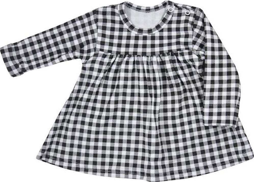 Kojenecké bavlněné šatičky Koala Checkered černo-bílé 68 (4-6m) - obrázek 1