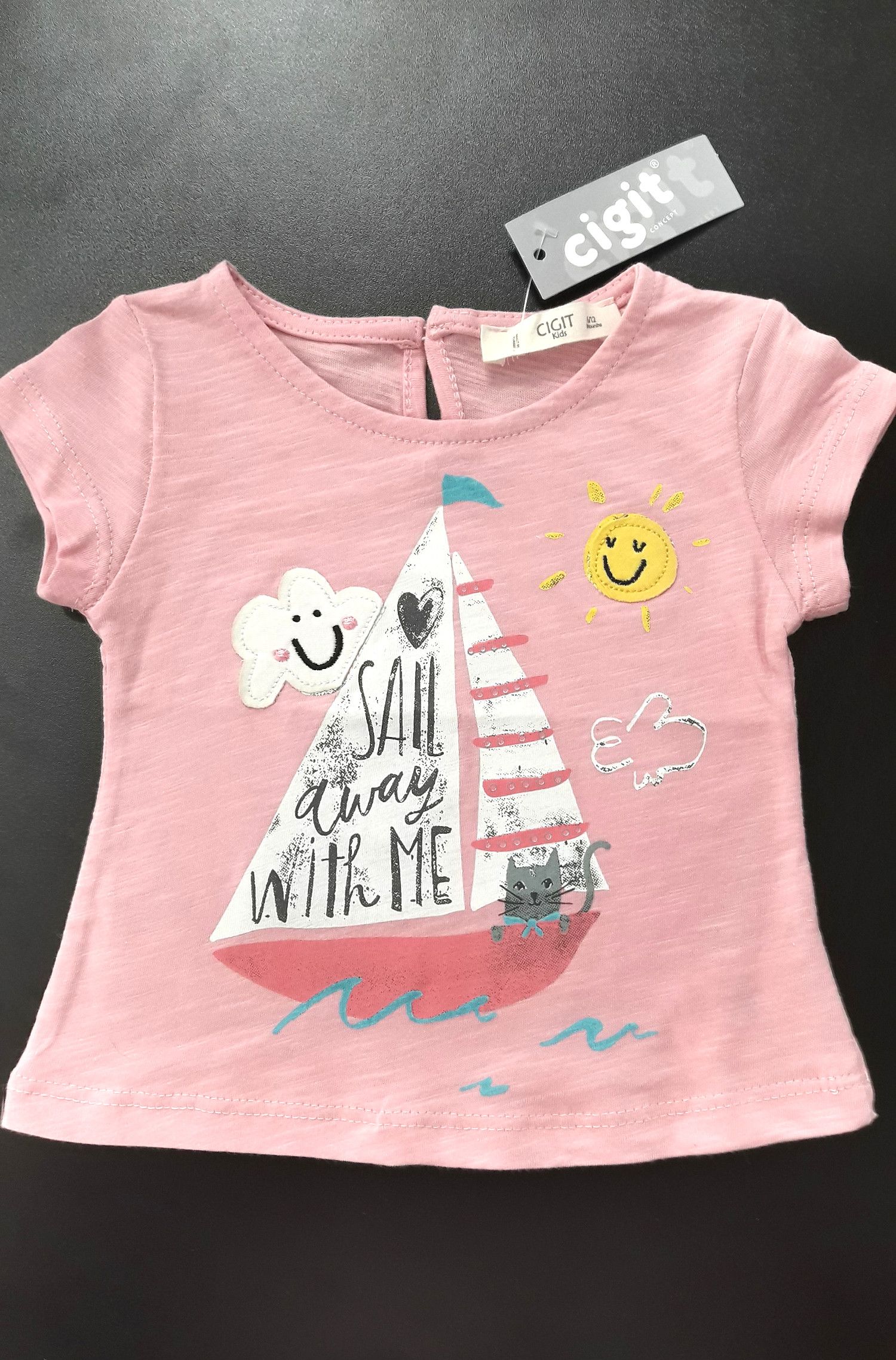 Dívčí tričko Sail, Cigit Kids - 92-98/Růžová/100% Bavlna - obrázek 4