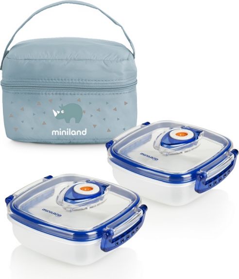 Miniland Termoizolační pouzdro + 2 hermetické misky na jídlo Blue - obrázek 1