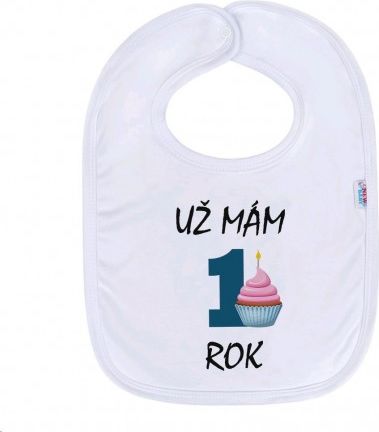 Kojenecký bavlněný bryndák New Baby Už mám 1 rok modrá, Bílá - obrázek 1