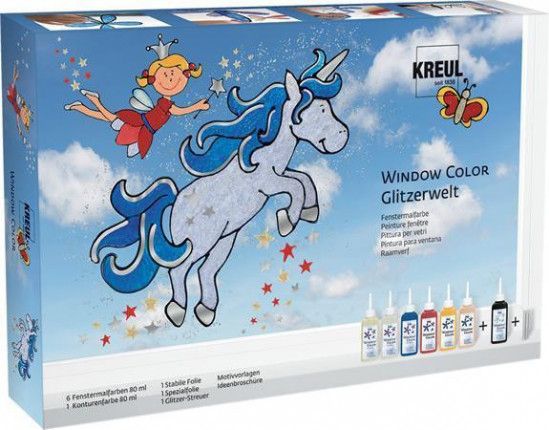 Sada Barva na sklo Window Color třpytivá fantazie "Glitter Fantasy", Hobby Line - obrázek 1
