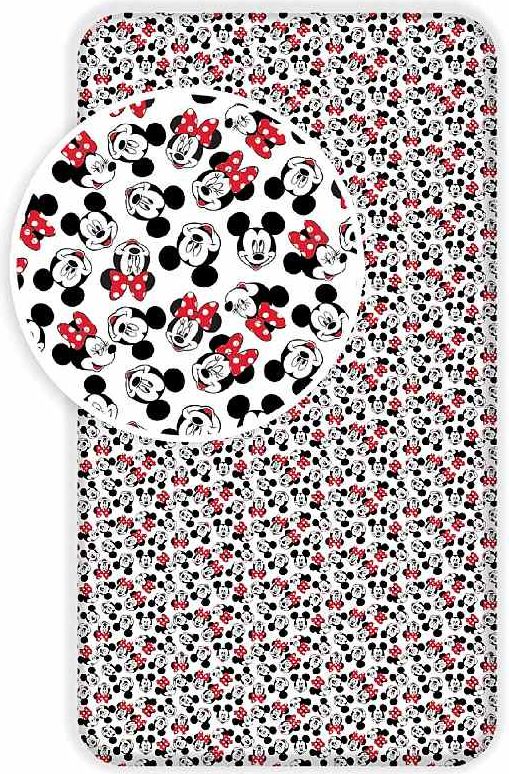 JERRY FABRICS Prostěradlo Mickey a Minnie Londýn Telephone Bavlna 90/200 cm - obrázek 1