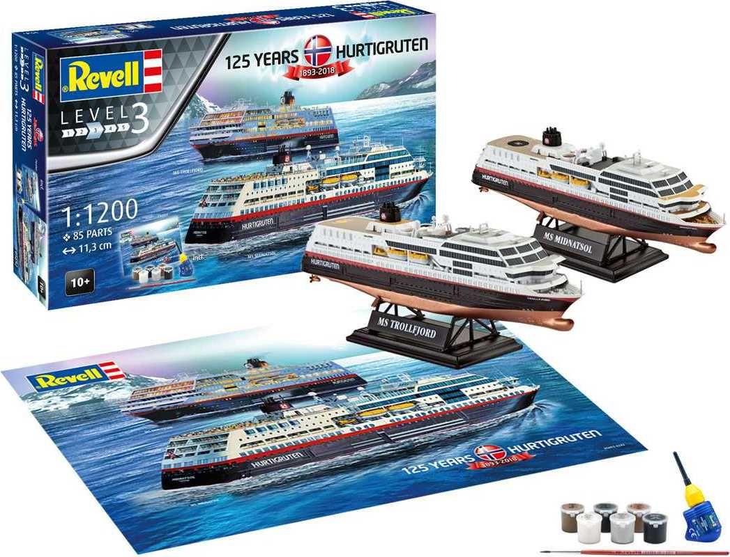 REVELL Gift-Set loď 05692 - 125 Years Hurtigruten TROLLFJORD & MIDNATSOL (1:1200) - obrázek 12