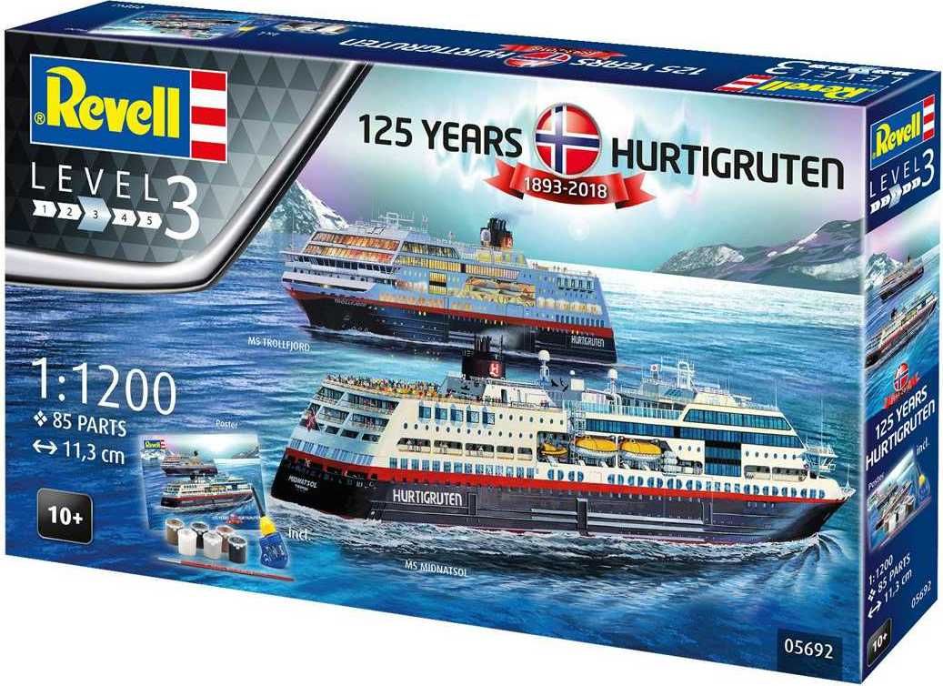 REVELL Gift-Set loď 05692 - 125 Years Hurtigruten TROLLFJORD & MIDNATSOL (1:1200) - obrázek 8