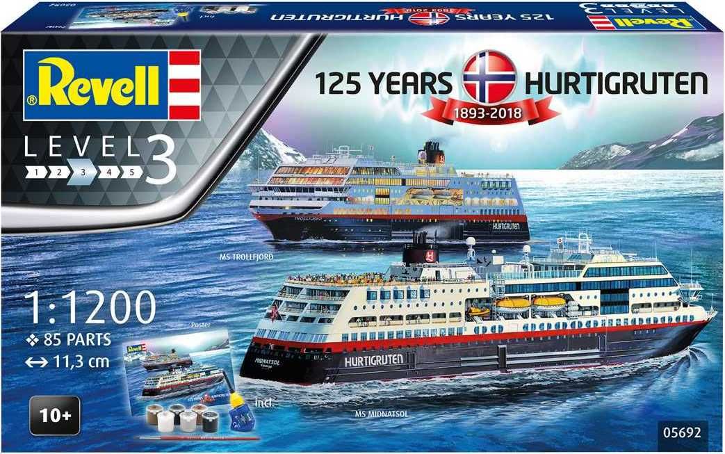 REVELL Gift-Set loď 05692 - 125 Years Hurtigruten TROLLFJORD & MIDNATSOL (1:1200) - obrázek 9