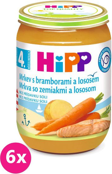 6x HIPP Mrkev s bramborami a lososem (190 g) - obrázek 1