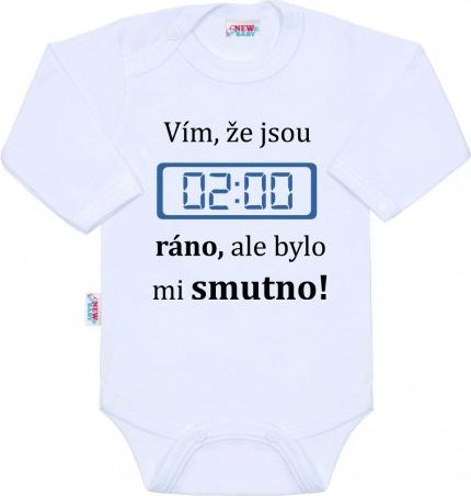 Body s potiskem New Baby 02:00 ráno, Bílá, 50 - obrázek 1