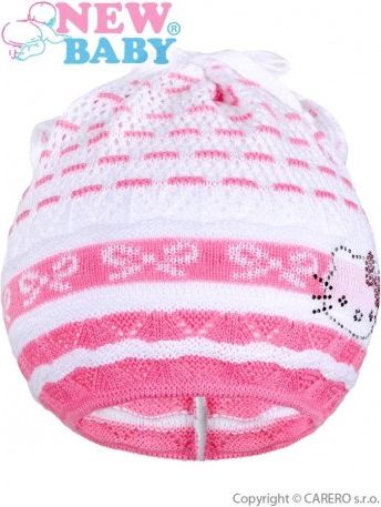 Pletená čepička-šátek New Baby kočička růžová, Růžová, 104 (3-4r) - obrázek 1