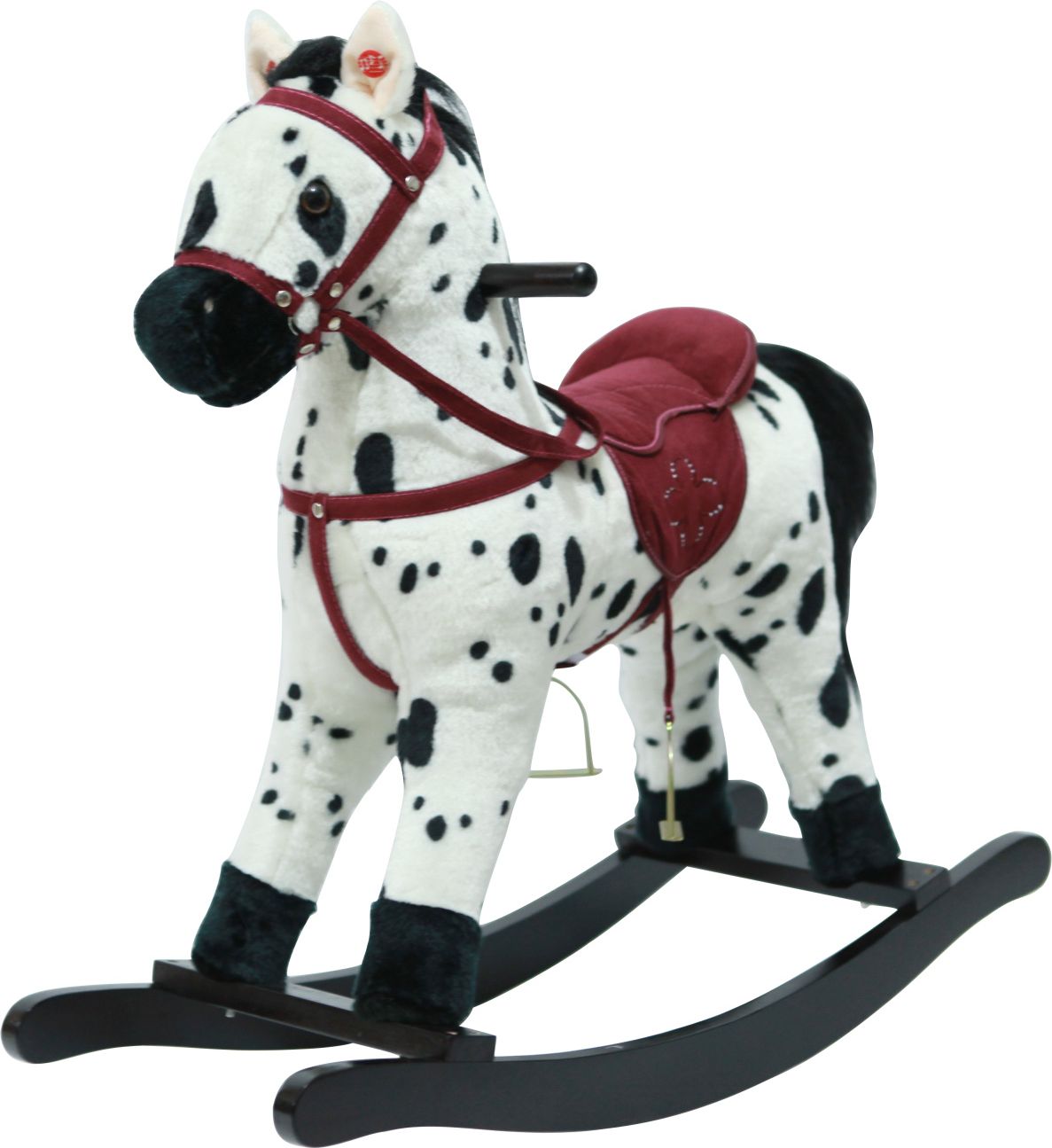 TEDDIES Kůň houpací bíločerný plyš 71cm se zvukem a pohybem - obrázek 1