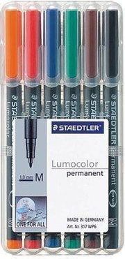 Permanentní popisovač "Lumocolor 317 M", 6 barev, 1mm, OHP, STAEDTLER, blistr 6 ks - obrázek 1