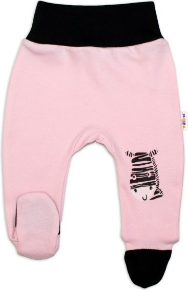 Baby Nellys Baby Nellys Kojenecké polodupačky, růžové - Zebra - obrázek 1