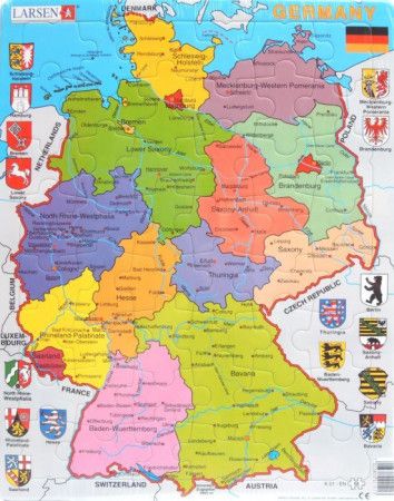 LARSEN Puzzle Německo - politická mapa (anglicky) 48 dílků - obrázek 1