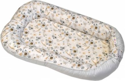 Oboustranné maxi hnízdečko Baby Nellys, 70x93 cm, Ptáčci - béžový - obrázek 1
