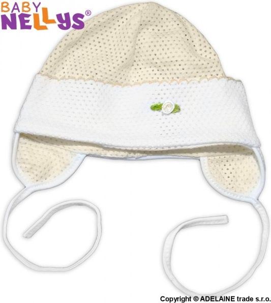 Baby Nellys Čepička letní Baby Nellys® - krémová 74 (6-9m) - obrázek 1