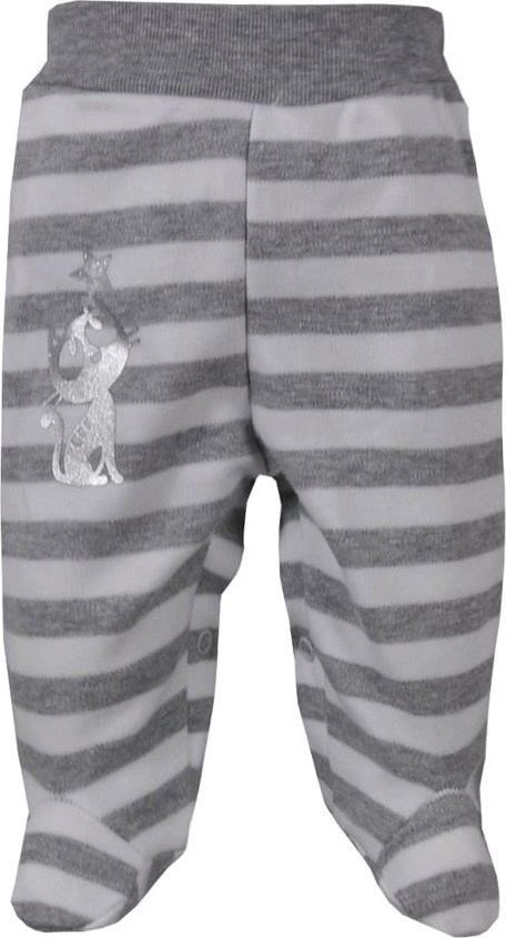 Kojenecké bavlněné polodupačky Bobas Fashion Stříbrná Kočka s pruhy šedé Šedá 80 (9-12m) - obrázek 1