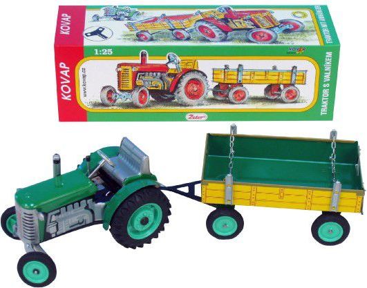 Kovap Traktor Zetor s valníkem červený na klíček kov 28cm Kovap - obrázek 2