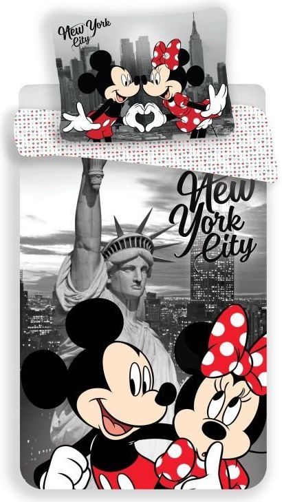 JERRY FABRICS MICRO Povlečení Mickey a Minnie v New Yorku 02 Polyester 140/200, 70/90 cm - obrázek 1