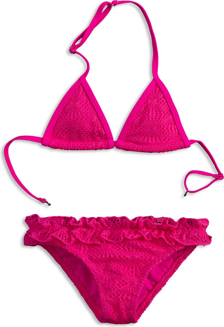 Dívčí plavky KNOT SO BAD KRAJKA růžové neon Velikost: 98 - obrázek 1