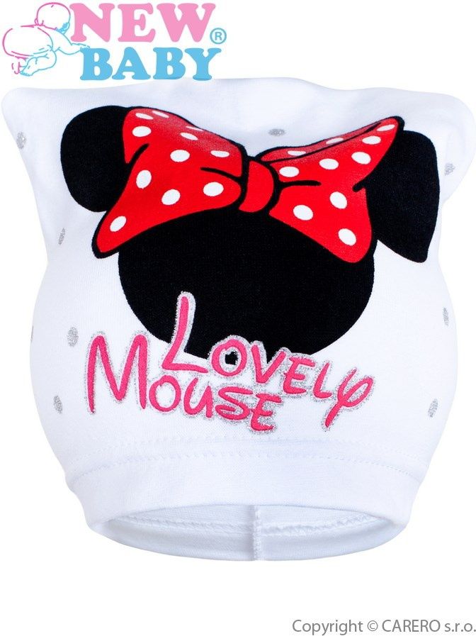 Jarní dětská čepička New Baby Lovely Mouse bílá 104 (3-4r) - obrázek 2
