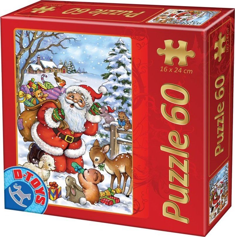 D-TOYS Puzzle Santa se zvířátky 60 dílků - obrázek 1