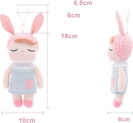 Metoo Mini hadrová panenka Metoo s oušky a klipem, mátové šatičky,19cm - obrázek 2