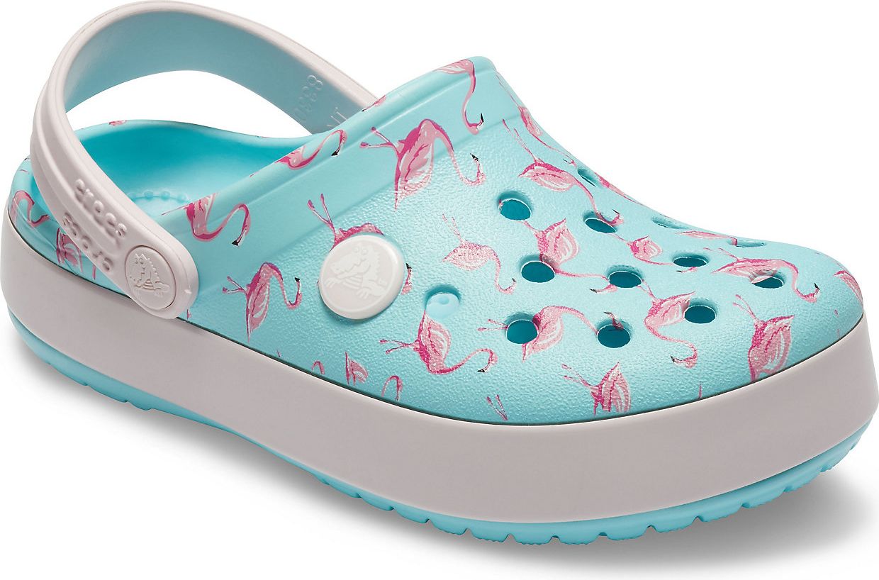 Crocs tyrkysové dívčí pantofle s plameňáky Crocband Multi Graphic Clog Ice Blue - 23/24 - obrázek 3
