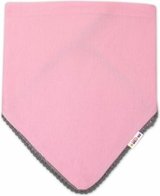 Dětský bavlněný šátek na krk s mini bambulkami Baby Nellys - růžový/šedý lem - obrázek 1