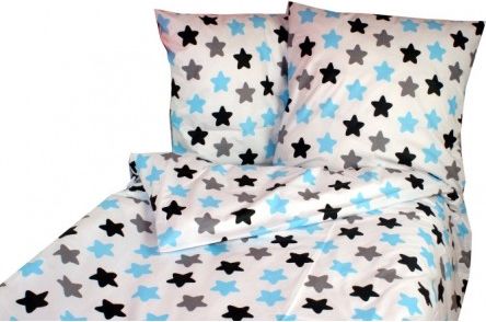 Bavlněné povlečení Baby Nellys ® 140 x 200 - barevné hvězdičky - modré, Velikost povlečení 140x200/70x80cm - obrázek 1