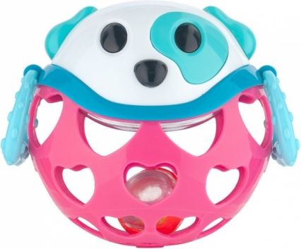Interaktivní hračka Canpol Babies, míček s chrastítkem - Pejsek růžový - obrázek 1