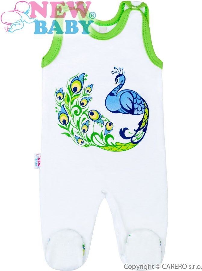 Kojenecké bavlněné dupačky New Baby z Luxusní kolekce Páv Bílá 62 (3-6m) - obrázek 1